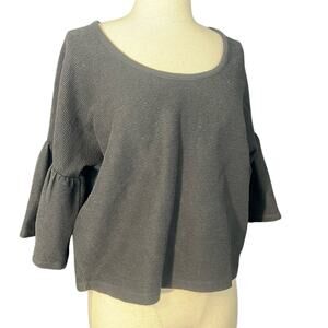 Madewell Black Sandwashed Gathered Bell Sleeve Top Size S